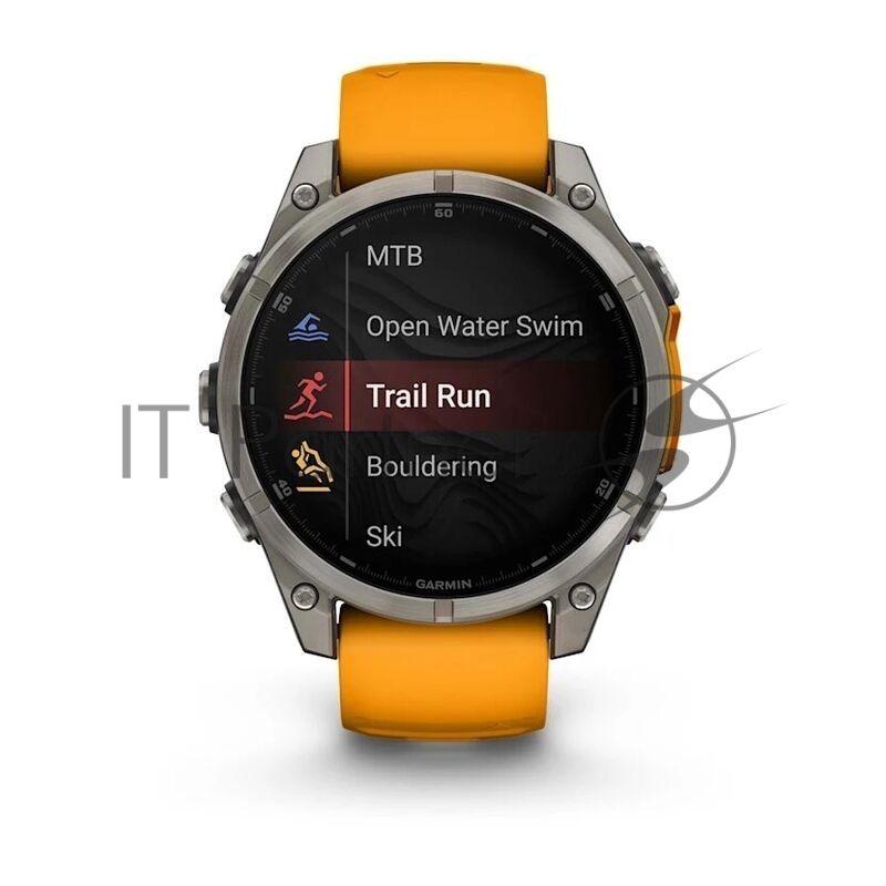 Умные часы Garmin Fenix 8 1.4" AMOLED, Wi-Fi, Bluetooth, NFC, 100м, титановый серый / оранжевый