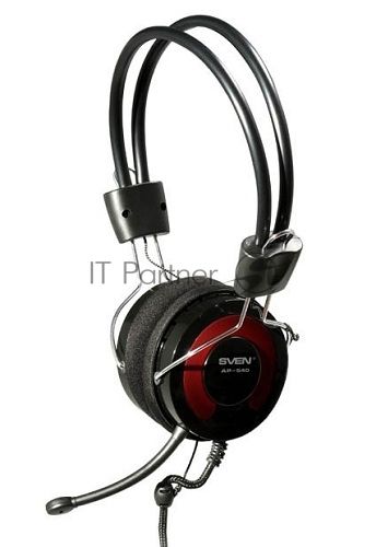 Гарнитура SVEN AP-540 с регулятором громкости черный/красный