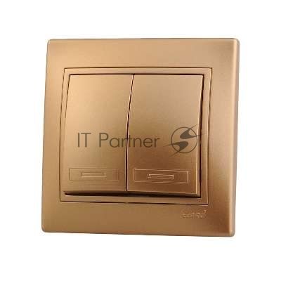 Выключатель 2-кл. СП Мира 10А IP20 метал. зол. LEZARD 701-1313-101