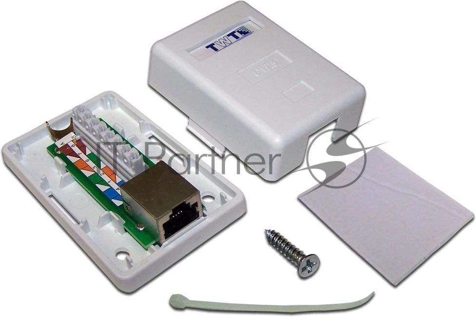 Настенная розетка, 1 порт RJ-45 категории 6, STP, белая
