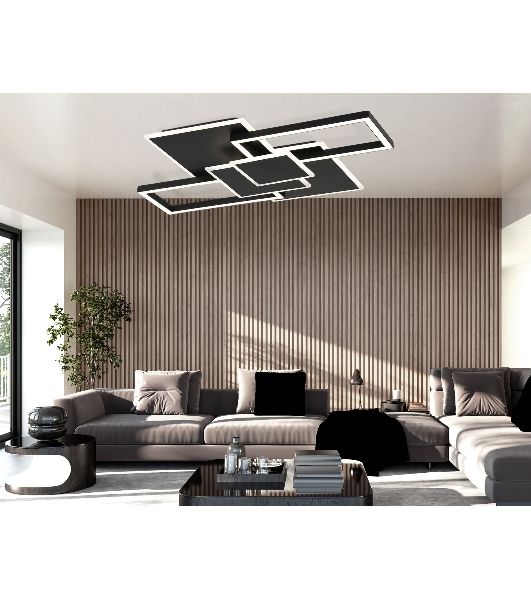 Потолочный светодиодный светильник Ambrella light FA1032/5 BK черный 95W 3000K-6400K 705*500*95 (ПДУ ИК)