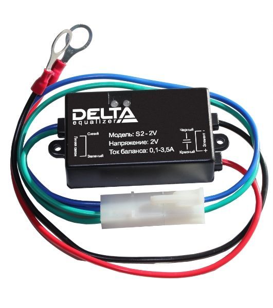 Battery equalizer S1-12V, nominal voltage of 9 to 12V, balancing current up to 3A.