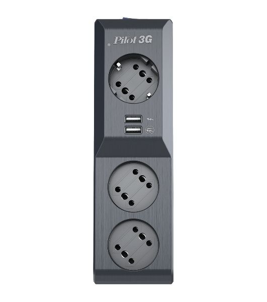 Сетевой фильтр Surge protector Pilot 3G 3xGP euro outlets, 10А/2.2 кВа, 2xUSB, 10m, черный