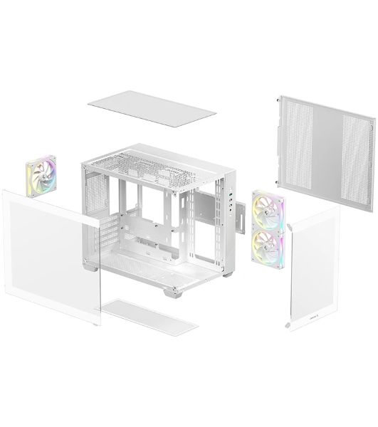 Компьютерный корпус Deepcool CG330 3F WH без БП, боковое окно (панорама), 3x120мм ARGB PWM вентилятора, белый, mATX (R-CG330-BKNGM3-G)