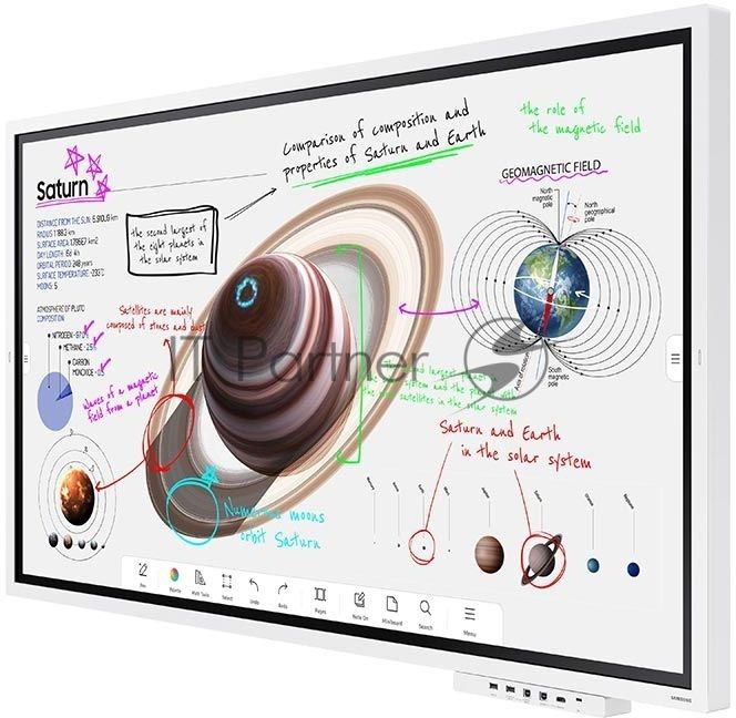 Панель Samsung WM65B Flip Chart Pro белый, 65 ", 3840x2160, 16:9, E-LED BLU, 350 кд/м2, 8 мс, cенсорный, 4000:1, 178°/178° (RUS)