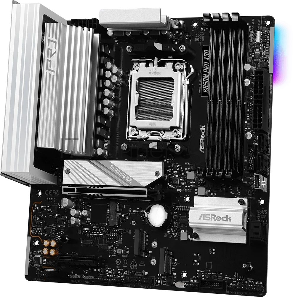 Материнская плата ASRock B650M Pro X3D, AM5, AMD B650, 4xDDR5, 4xSATA, 3xM.2, 1xPCIe 5.0 x16, 1xPCIe 4.0 x4, 1xHDMI, 1xDP, 1x2.5Gb LAN, 1xUSB-C 10Gbps, 1xUSB-A 10Gbps, 2xUSB-A 5Gbps, 4xUSB-A 2.0, 3x3.5 мм, 7.1, mATX