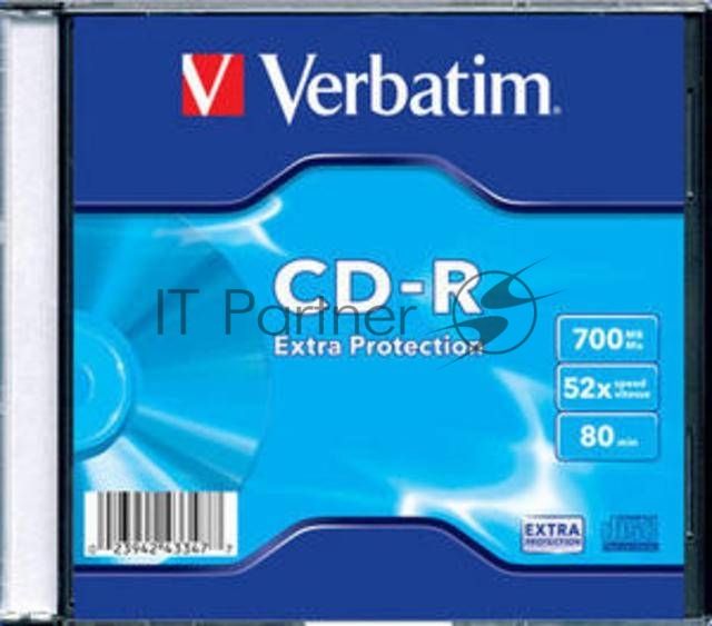 Диск CD-R Verbatim 700Mb 52x Slim case (1шт) (43347)