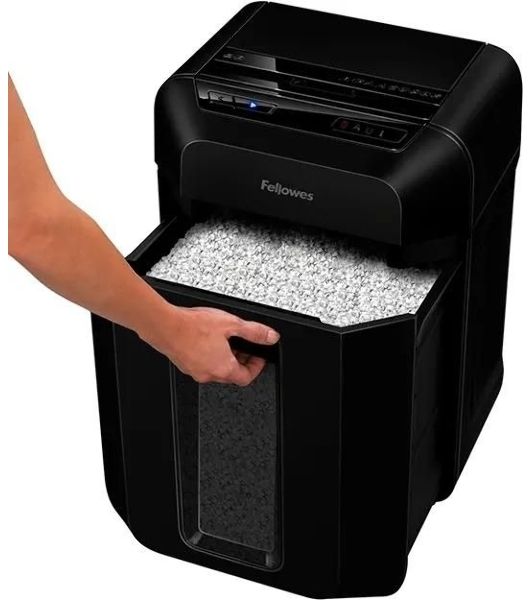 Шредер Fellowes AutoMax 90М черный с автоподачей (секр.P-4) фрагменты 90лист. 17лтр. скрепки скобы пл.карты