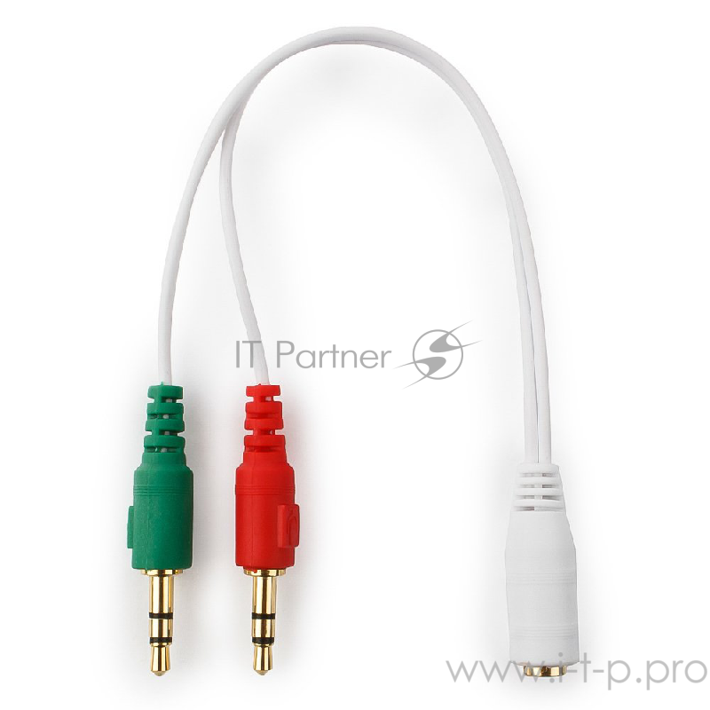 Кабель аудио сигнала Cablexpert, Jack3.5 нушники + 3.5 микрофон-> Jack3.5 4pin, длина 20 см, белый