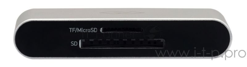 Кард-ридер Digma CR-С2501-S/серебристый/SD/TF/micro-SD/USB Type-C/алюминий
