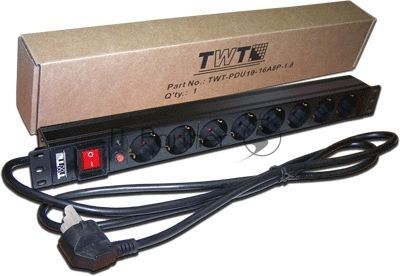 Блок розеток 19" 8 шт. C19 с фиксатором вилки, 16A 250V, шнур питания 3.0 м