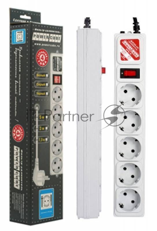 Сетевой фильтр Powercube SPG-B-15 5 м, 5 розеток, серый, коробка