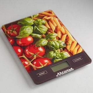 Весы настольные электронные АКСИНЬЯ КС-6500 Итальянская кухня: 5 кг, стекло (Россия)(24)