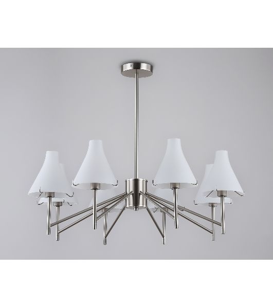 Люстра Ambrella light LH57125/8 SN/FR никель/белый матовый E14/8 max 40W D800*650