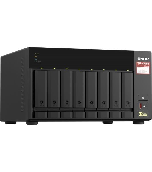 Сетевое хранилище без дисков SMB QNAP TS-873A-8G NAS, 8 trays 3,5"/2,5", 2x2,5 GbE BASE-T, 2 x M.2 NVMe 2280 slots, quad-core AMD Ryzen V1500B 2,2 GHz, 8 Gb SO-DIMM DDR4 (1 x 8 Gb) up to 64Gb (2x32 Gb)