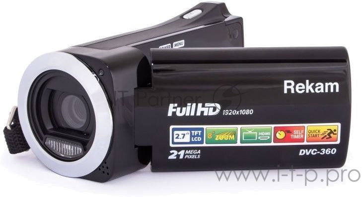 Видеокамера Rekam DVC-360 черный IS el 3" 1080p SDHC+MMC Flash/Flash