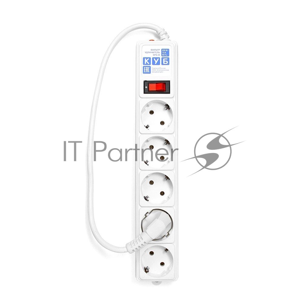 Сетевой фильтр Power Cube B 0,5 м 5 розеток (белый) 10А/2,2кВт