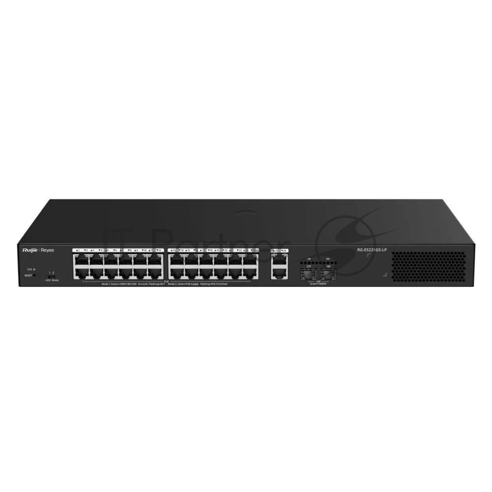 Коммутатор Ruijie Reyee RG-ES228GS-LP, 24×1 Гбит/с PoE + 2×1 Гбит/с + 2×1 Гбит/с SFP Uplink, настраиваемый