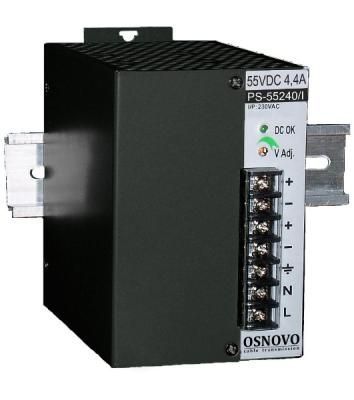 Промышленный блок питания OSNOVO DC55V, 4,4A (240W). Диапазон входных напряжений: AC195-265V