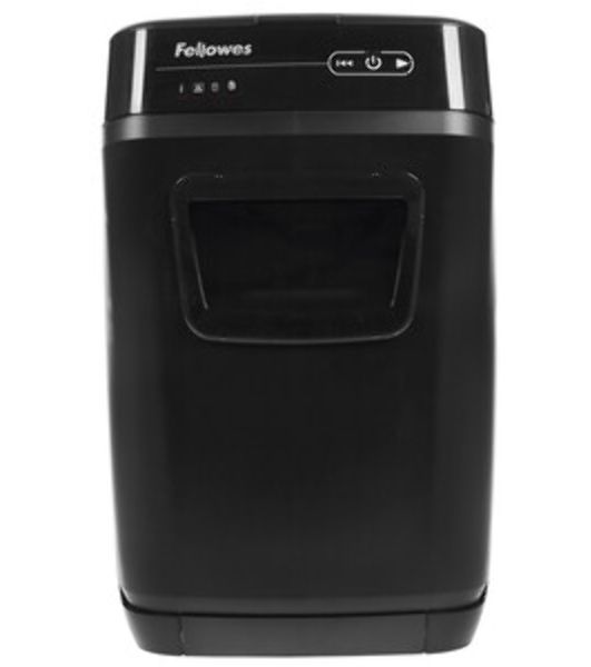 Шредер Fellowes AutoMax 150C FS-46801(01/02)* (секр.P-4)/фрагменты 4x38 мм,/150лист./32лтр./Уничт:скрепки, скобы, пл.карты,CD диски