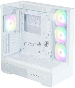 Компьютерный корпус ZALMAN P40 Prism Plus, ATX, белый, WINDOW, 3xCombo (3.5'' or 2.5"), 1xUSB TYPE-C, 2xUSB 3.0, SIDE 3x120мм ARGb, REAR 1x120мм ARGb