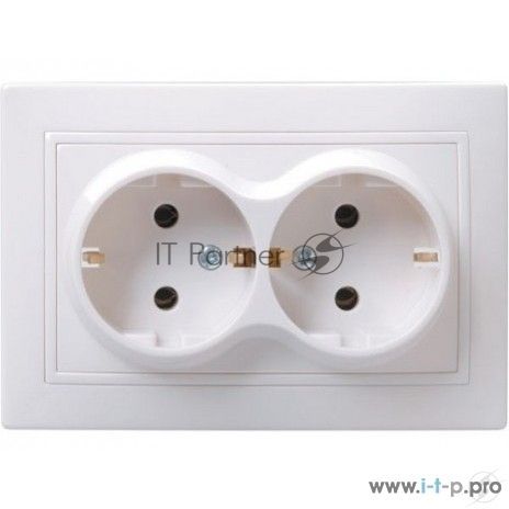 Розетка IEK ERK24-K01-16-DM РС12-3-КБ 2 местн. c з/к без защ.штор. 16А КВАРТА (белый)