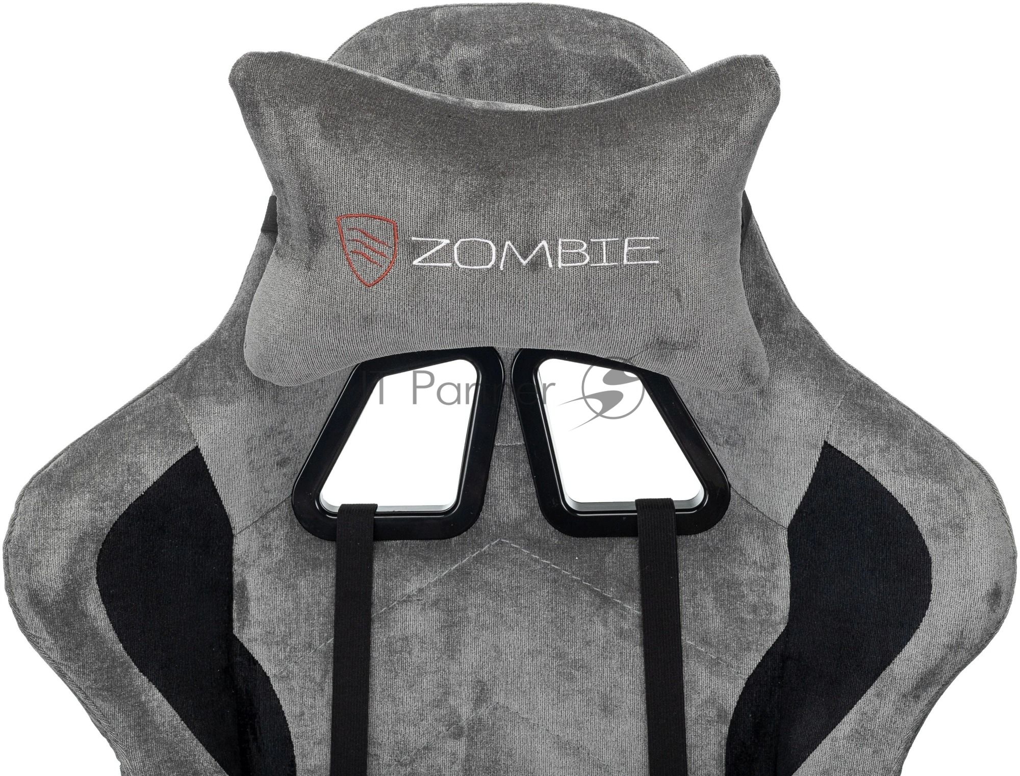 Кресло игровое Zombie Storm/F серый/черный крестов. пластик подст.для ног