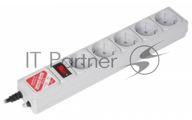 Сетевой фильтр Powercube SPG-B-15 5 м, 5 розеток, серый, коробка