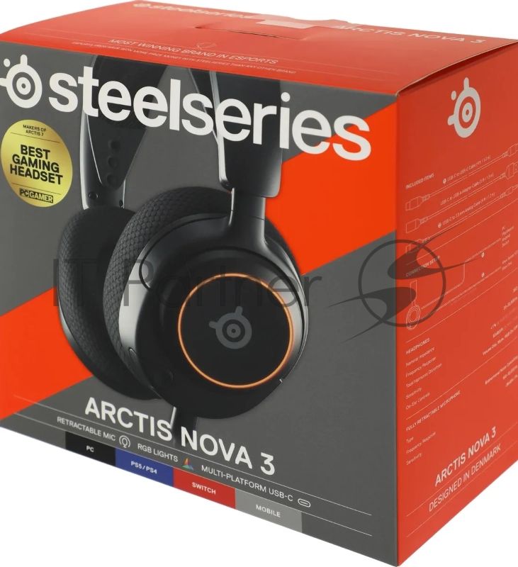 Гарнитура проводная с микрофоном Steelseries Arctis Nova 3 черный 1.2м накладные оголовье (61631)