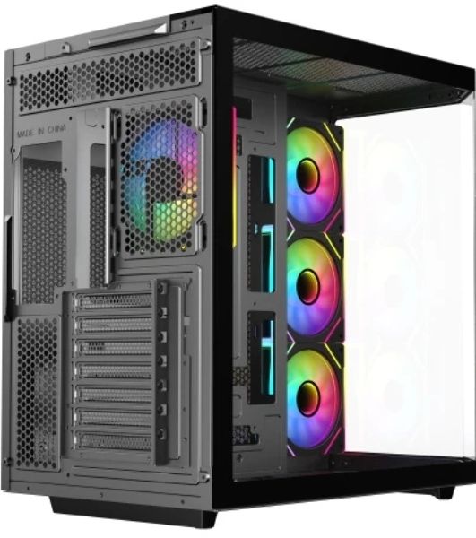 Корпус Eurocase M430ZAF Black, Midi-Tower, чёрный, 4 x 120 мм (3 x 120 мм на боковой панели, 1 x 120 мм на задней)