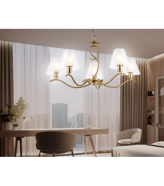 Люстра Ambrella light LH57091/5 BS/FR латунь/белый матовый E14/5 max 40W D690*790