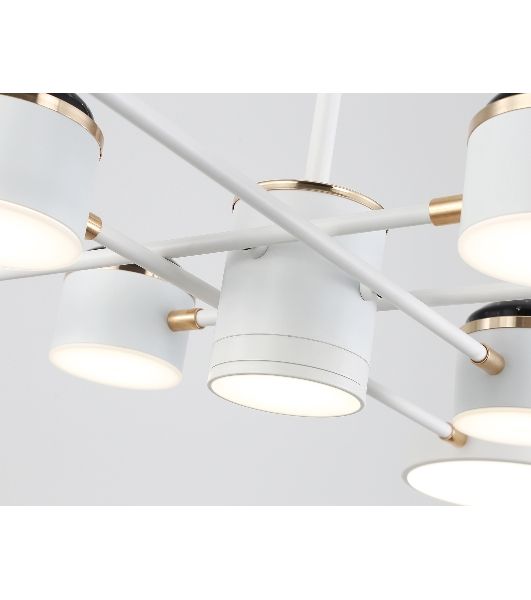 Люстра светодиодная на штанге Ambrella light FL51627/9+4 WH/FGD белый/золото 132W 3000-6000K D850*370 (без ПДУ)