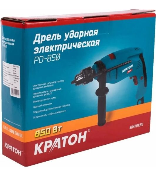 Дрель ударная Кратон PD-850 850Вт ключевой реверс (3 02 01 010)
