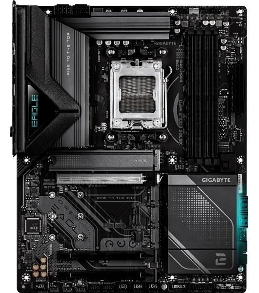 Материнская плата Gigabyte X870E EAGLE WIFI7, AM5, AMD X870E, 4xDDR5, 4xSATA, 4xM.2, 1xPCIe 5.0 x16, 1xPCIe 4.0 x16, 1xPCIe 3.0 x16, 1xHDMI, 1x5Gb LAN, Wi-Fi 7, Bluetooth 5.4, 2xUSB-C 40Gbps (USB4), 2xUSB-A 10Gbps, 4xUSB-A 5Gbps, 2xUSB-A 2.0, 3x3.5 мм + S