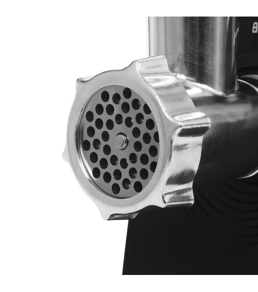Мясорубка электрическая Renova MG260-R1BP черный, 2600 Вт, 2.5 кг/мин, реверс, защита от перегрузки, металлический лоток, насадки - 7