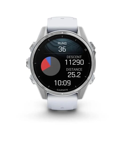 Умные часы Garmin Fenix 8, 1.3" AMOLED, 4G, Wi-Fi, Bluetooth, NFC, WR100, серебристый / белый