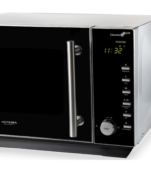 Микроволновая печь Steba MIC 2530 CERAMIC серебристый, 25 л, 900 Вт, переключатели - кнопки, поворотный механизм