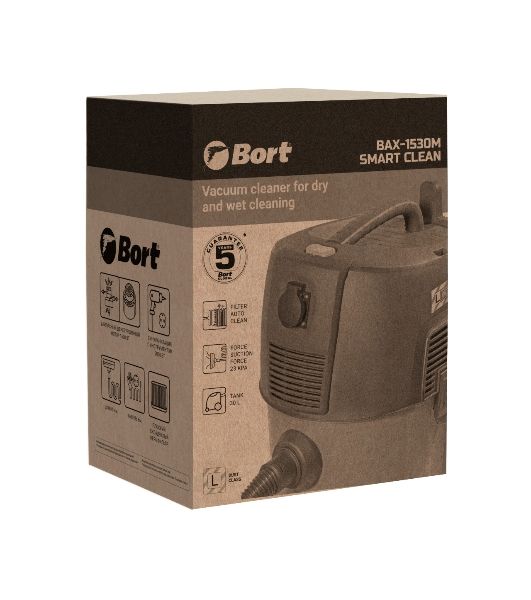 Строительный пылесос Bort BAX-1530M-Smart Clean 1600Вт (уборка: сухая/влажная) черный