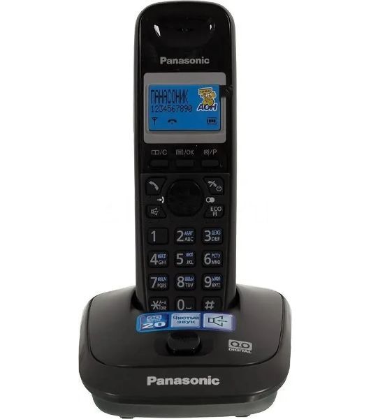 Телефон беспроводной (DECT) Panasonic KX-TG2521RUT (титан) АОН, Caller ID,спикерфон,голосовой АОН,полифония,цифровой автоответчик