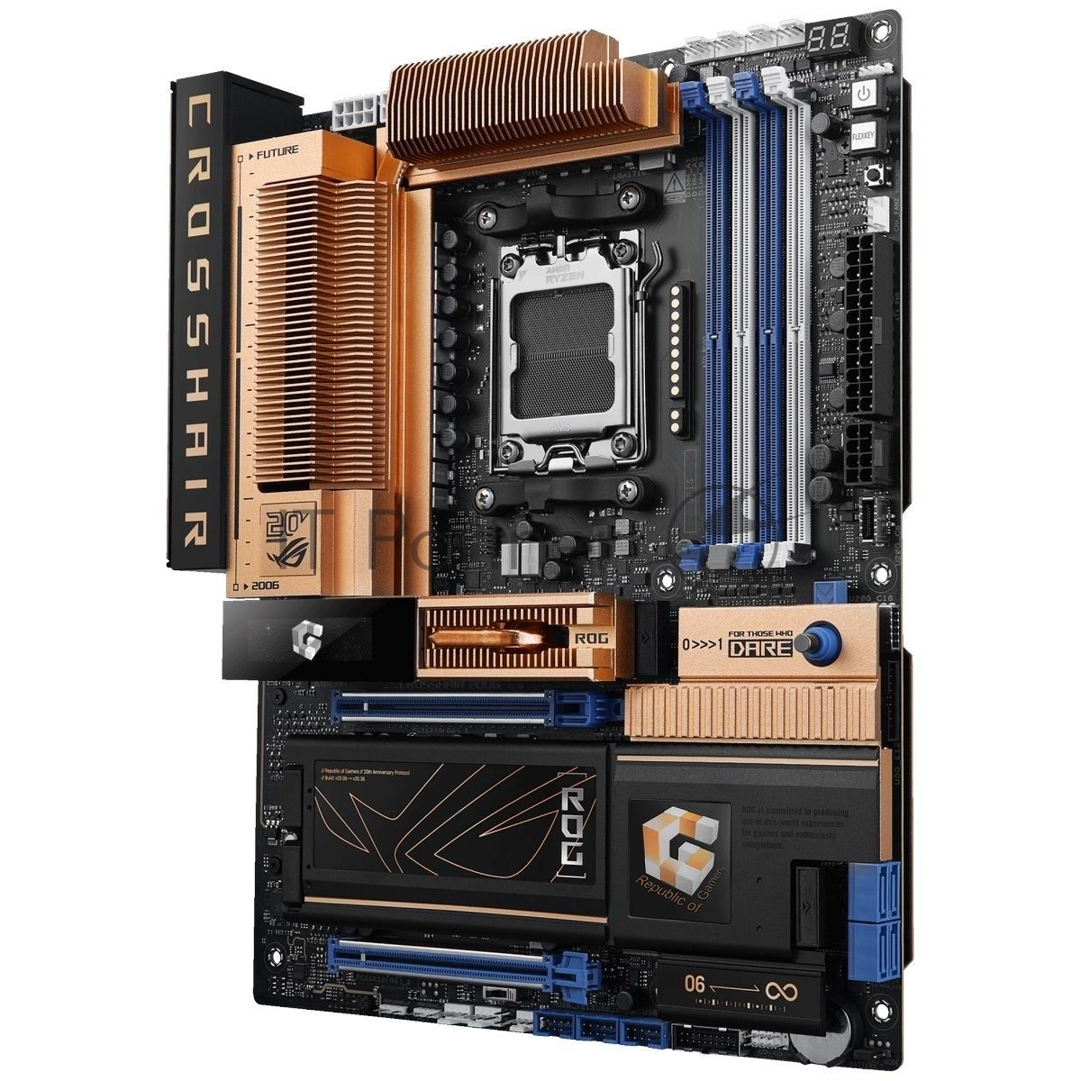 Материнская плата ASUS ROG CROSSHAIR 2006, AM5, AMD X870E, 4xDDR5, 4xSATA 6Gb/s, 5xM.2, 2xPCIe 5.0 x16, 1xHDMI, 1x 10Gb LAN + 1x 5Gb LAN, 2xUSB4 Type-C + 6xUSB 3.2 Gen2 Type-A + 3xUSB 3.2 Gen2 Type-C, 2x3.5 мм, 7.1, ATX