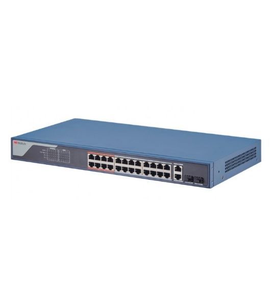 Коммутатор HiWatch SWT-1326P, 24×100 Мбит/с PoE + 2×1 Гбит/с Combo (RJ45/SFP), управляемый