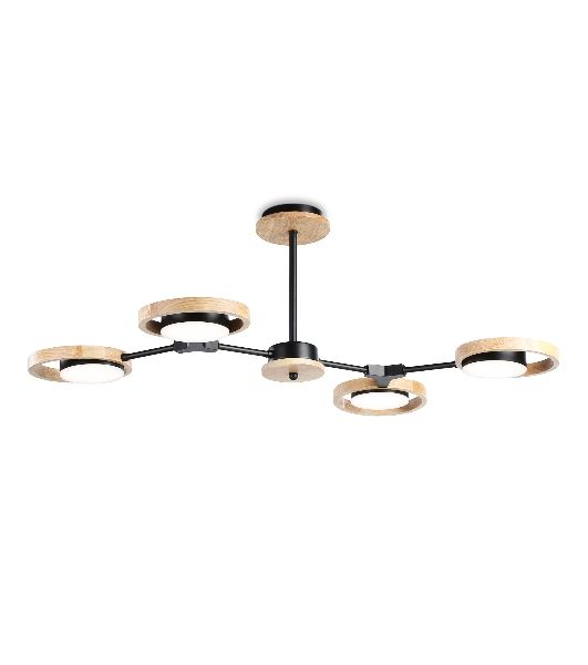 Подвесной светодиодный светильник Ambrella light FL51611/4 BK/LW черный/светлое дерево 3000K/4200K/6400K 28W 825*530*285 (Без ПДУ)