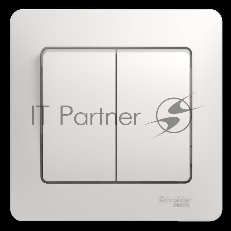 Выключатель 2-кл. СП Glossa 10А IP20 10AX в сборе белый SchE GSL000152