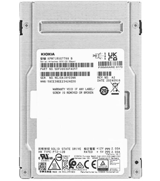 Накопитель SSD Kioxia PM7-R, 7680Gb, 2.5", SAS 4.0 (24 Gbит/с), R/W 4200/4100