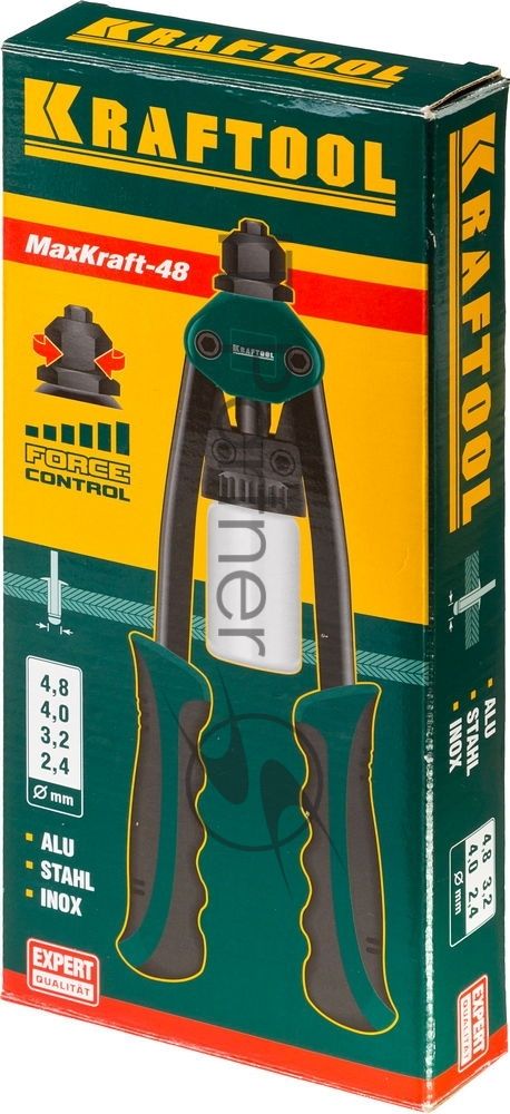 Заклепочник KRAFTOOL 31161двуручный для заклепок из al стали нерж стали d=2.4/3.2/4.0/4.8мм