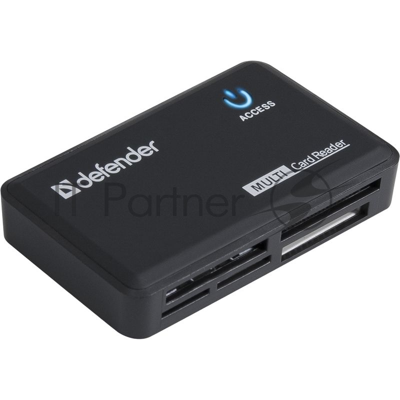 Кард-ридер Defender Optimus/черный/CF/MMC/MS/MS Duo/MS Micro M2/MS Pro/MS Pro Duo/RS-MMC/SD/SDHC/micro-SD/mini-SD/miсro-SDHC/USB 2.0 A(M)/черный