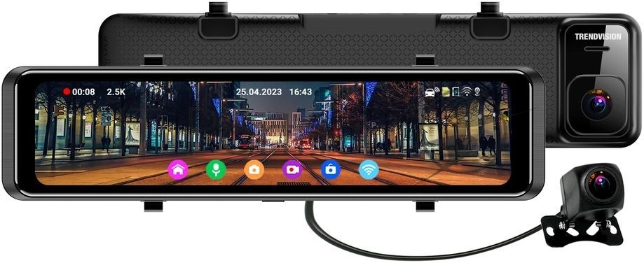 Видеорегистратор TrendVision MR-1100, 3840x2160, 11", с камерой заднего вида, GPS/ГЛОНАСС, Wi-Fi, G-сенсор