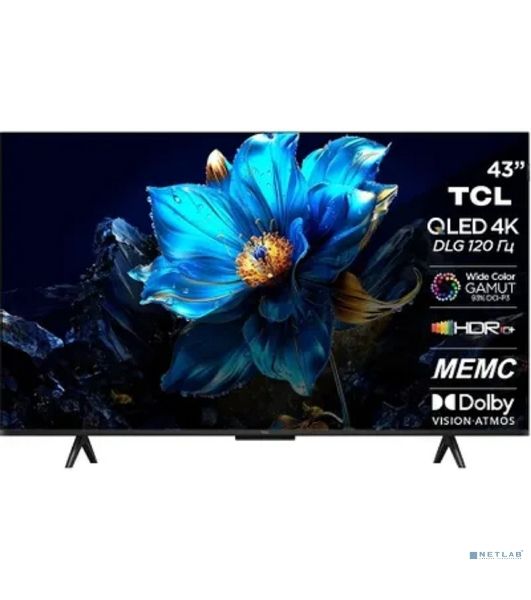 Телевизор TCL 43" 43P7K черный QLED 4K UHD 60Hz Google TV
