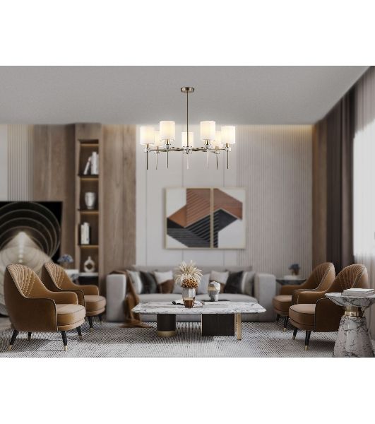 Люстра Ambrella light LH72373/7 DBS/WH темная латунь/белый E14/7 max 40W D840*720