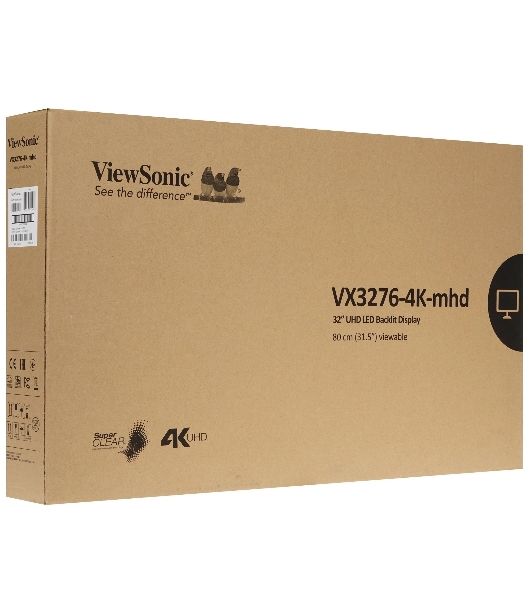 Монитор ViewSonic 31.5" VX3276-4K-MHD-2 серебристый VA LED 16:9 HDMI M/M матовая 350cd 178гр/178гр 3840x2160 60Hz DP 4K 6.9кг